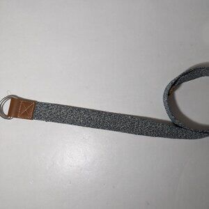 Mens Cremieux Cloth Belt Cotton Leather Trim Navy & White Solid